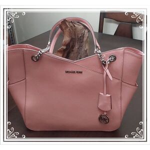 NWT~MICHAEL KORS Jet Set Large X Chain Saffiano Leather Shoulder Tote PRIMROSE